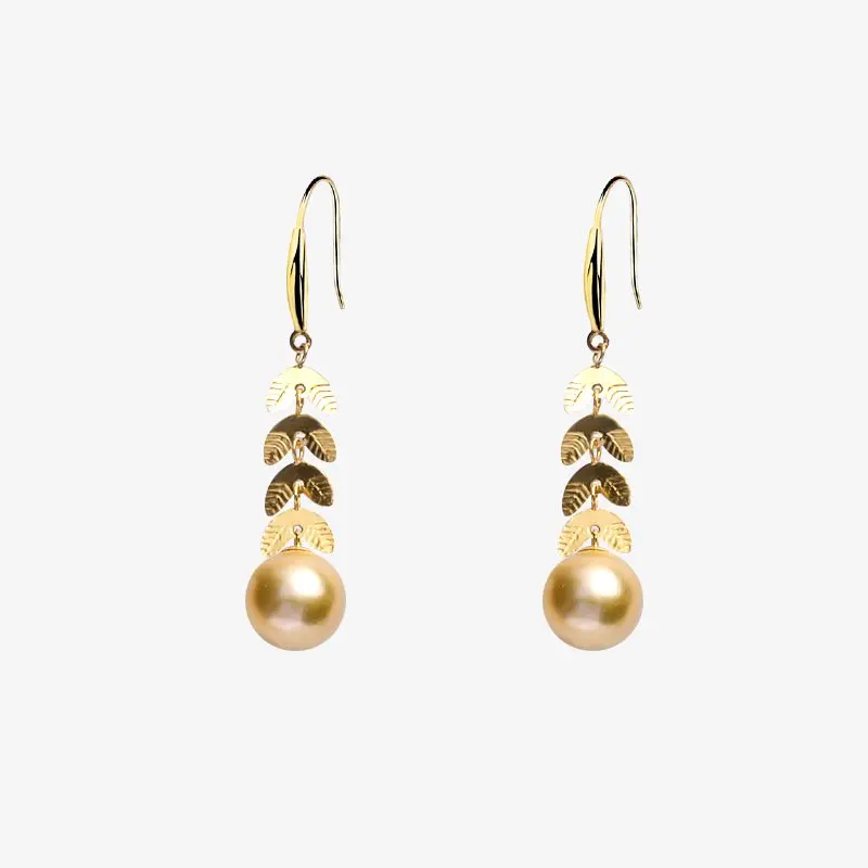 

Luxury 18K yellow gold earrings natural seawater Versatile Light Luxury Fashion pearl wendding party gift for women e703