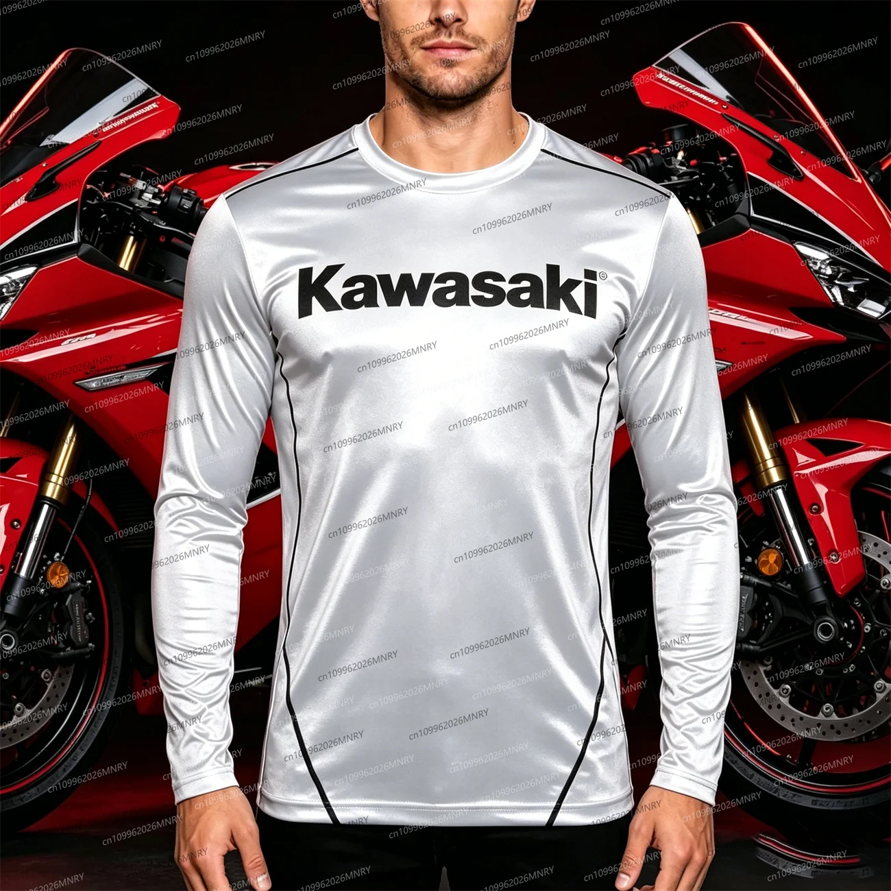 

Летняя мужская футболка Kawasaki Motocross, дышащий быстросохнущий велосипедный костюм, женский спортивный и повседневный топ с длинными рукавами большого размера