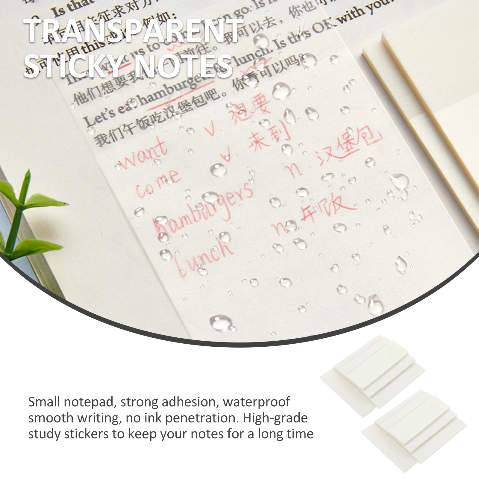 

Transparent Clear Office Supplies Removable Labels Note Pads Paper PET Material Use Memo Sticker