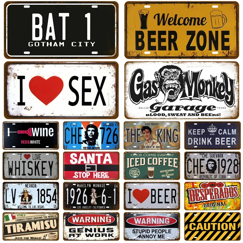 Home Wall Decor Retro Metal Sign Crafts Art Tinplate Plate Alcohol Whiskey Plaques Beer Coffee Tin Signs Drink Wine Bar Pub Cafe