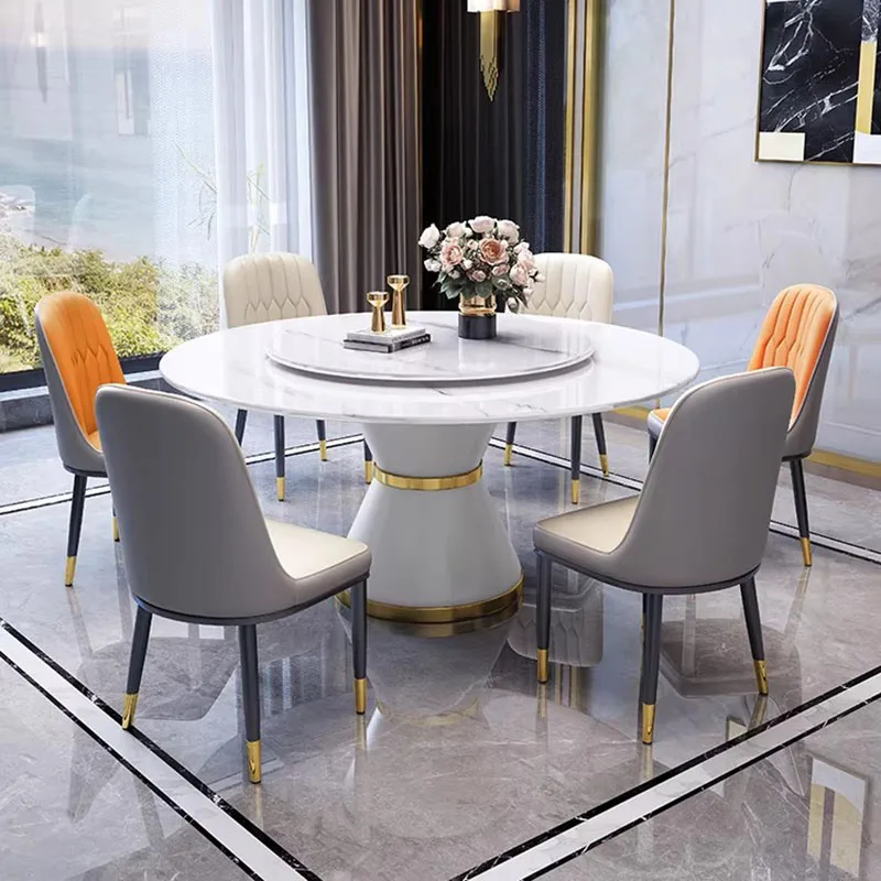 Mesa de Jantar Redonda de Luxo para Cozinha, Restaurante e Café, Cadeiras Modernas de Designer, Mesas de Jantar, Móveis para Casa