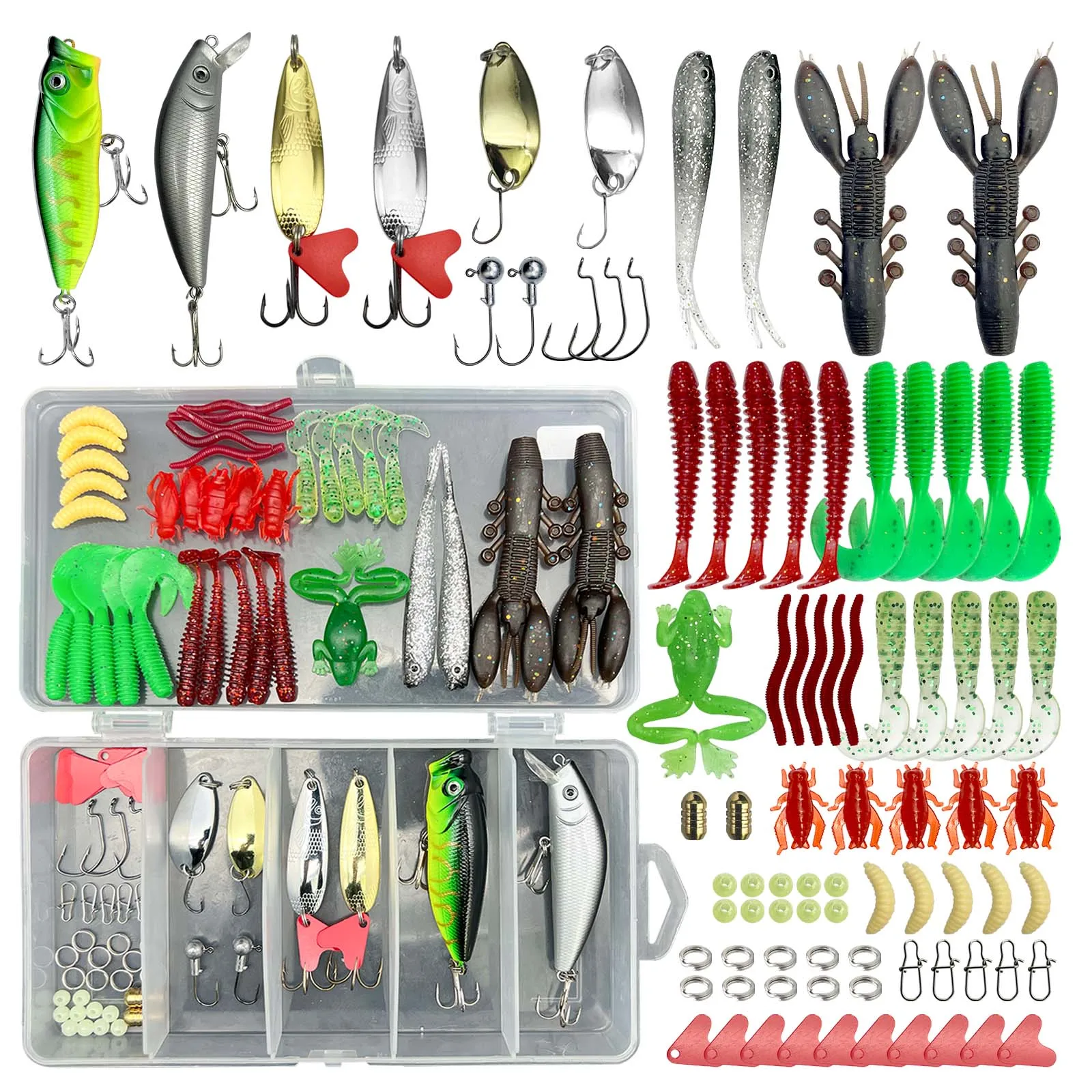 84/107/87/284/139pcs Fishing Lure Kit Soft And Hard Bait Set Applicable To All Water Layer Efficient Simulated Lure Set With Box