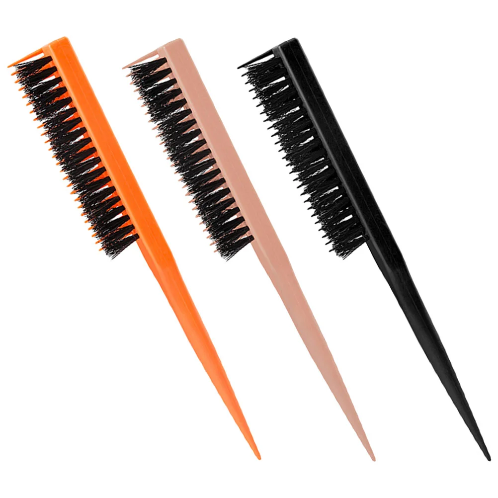 3 Pcs Plastic Pointed Tail Hair Picking Plate Comb with Parting Tip Bristle Brush for Slicking Back Make Abs Women's Combs