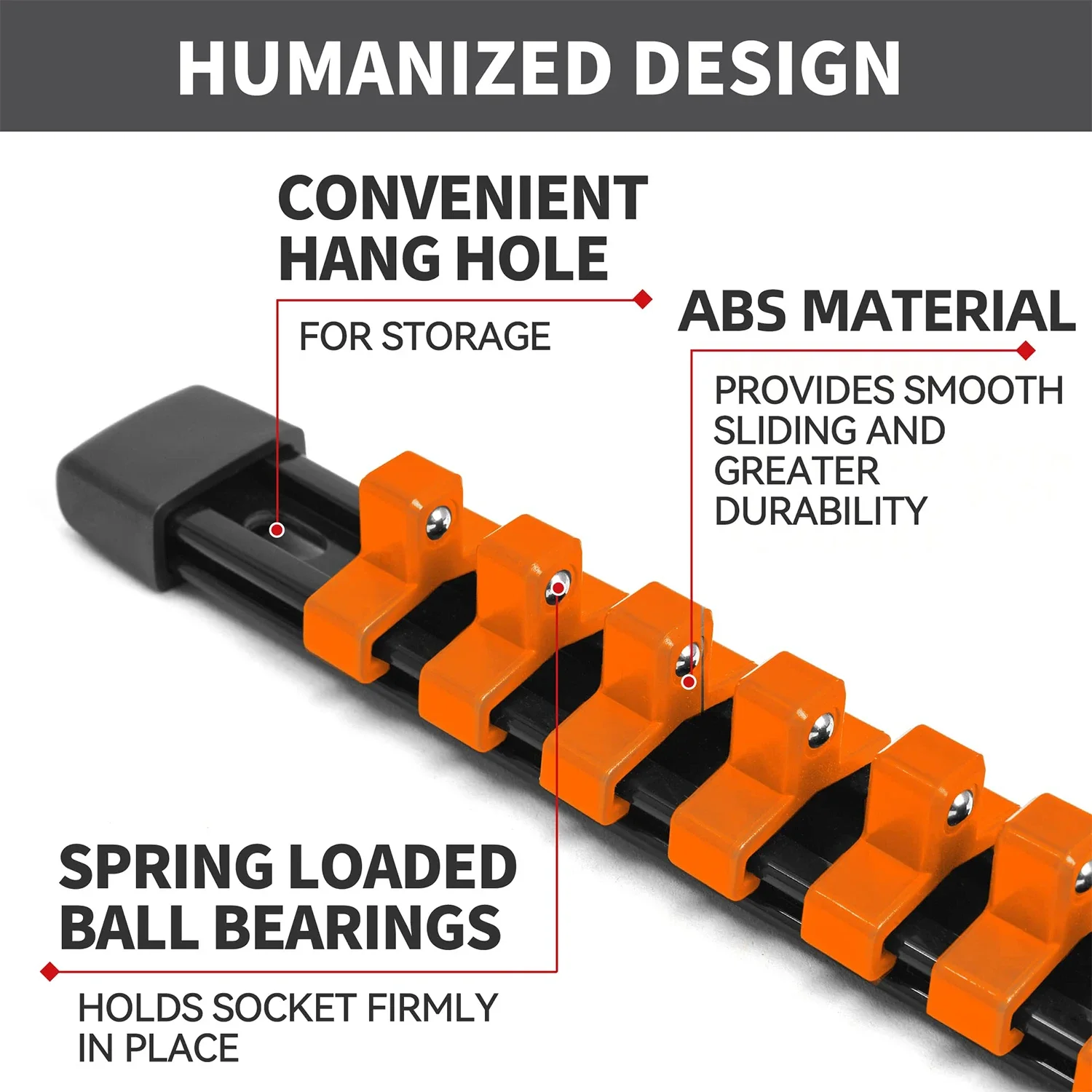 ABS Socket Organizer Holder Trays for Toolboxes, 1/4 , 3/8, 1/2, Portable Socket Clip Rail Holder