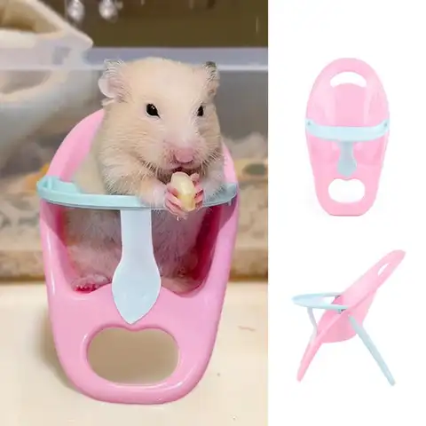 햄스터 식사 의자 트레이가있는 작은 동물 식사 의자 고슴도치 식탁 기니피그 먹이 용품을위한 휴식 의자