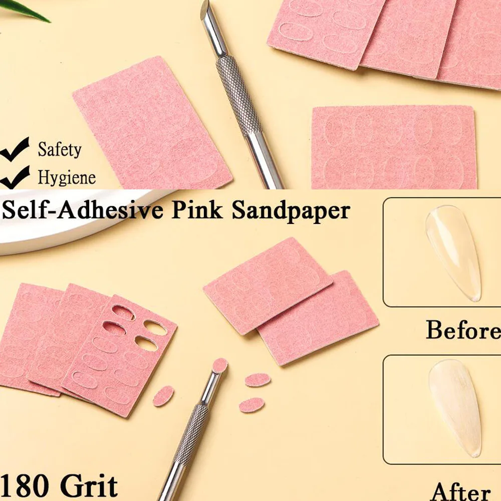 5 fogli di scaglie di sabbia autoadesive per spingipelle per unghie # 180Grit con lima per tagliare le unghie Set di carta vetrata pre lucidante Strumento per manicure