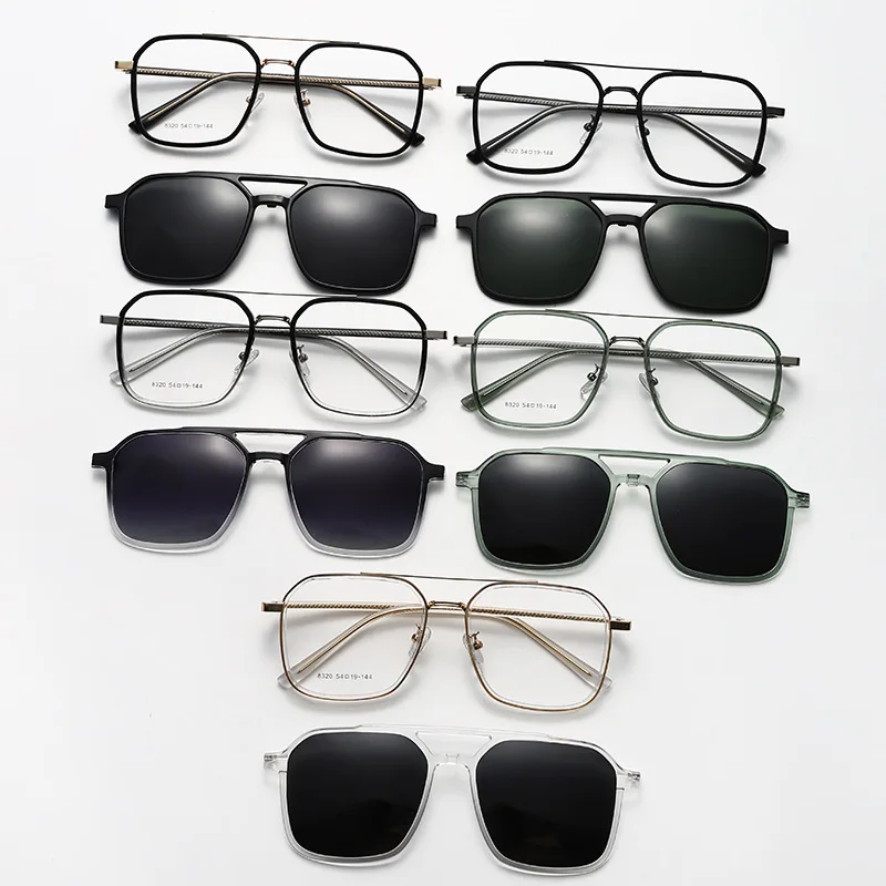 Lzabella Fashion Optical Spectacle Frame Men With Clip On Sunglasses Polarized Magnetic Glasses For Prescription Eyeglasses 8320