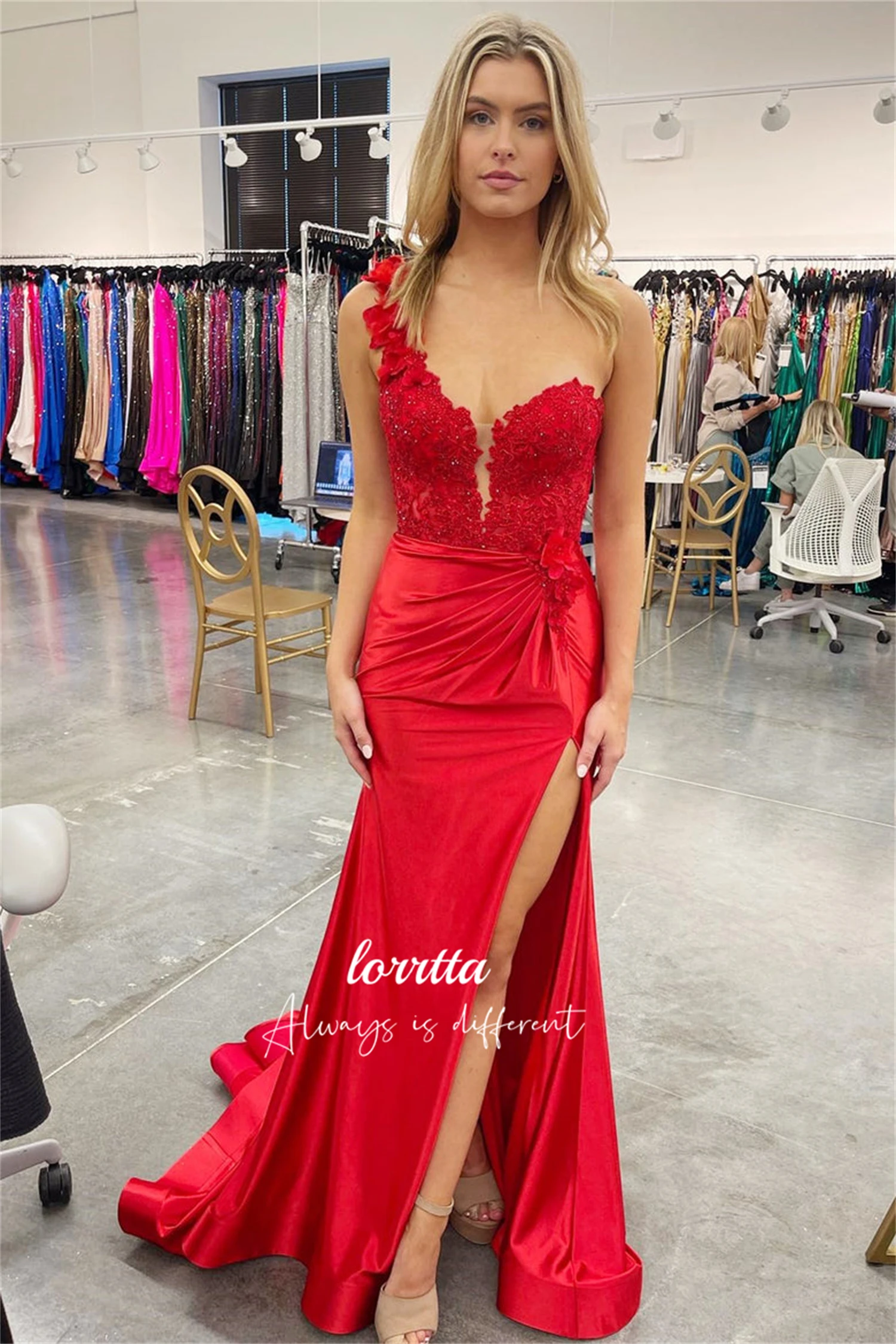 

Lorrtta Applique Bridesmaid Dress Ball Gown Party Satin Lace Mermaid Luxurious Women's Evening Dresses for Prom Galabia Wedding