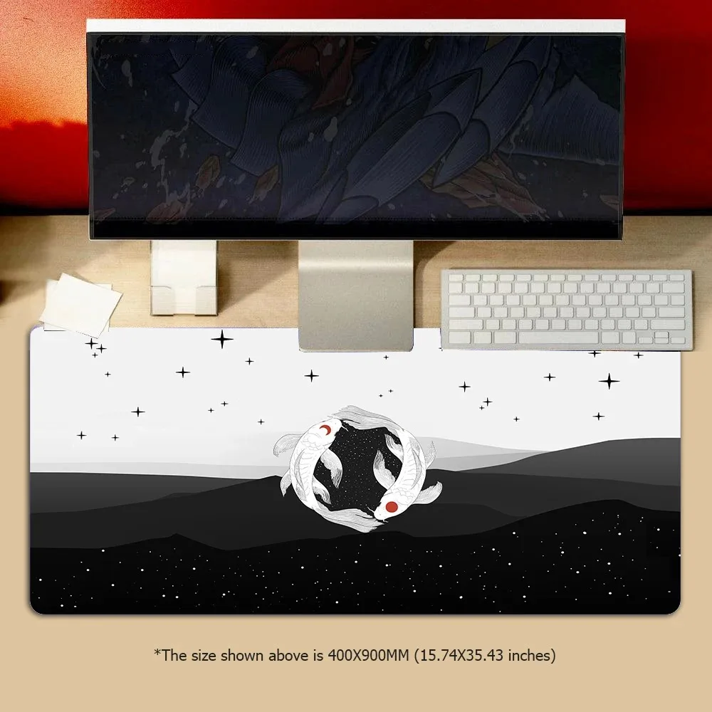 YinYang Mousepad Large Gaming Mouse Mat XXL Koi Fish Desk Mat 90x40cm Keyboard Mats Mouse Mat Beast Desk Pad For Gift Mouse Pad