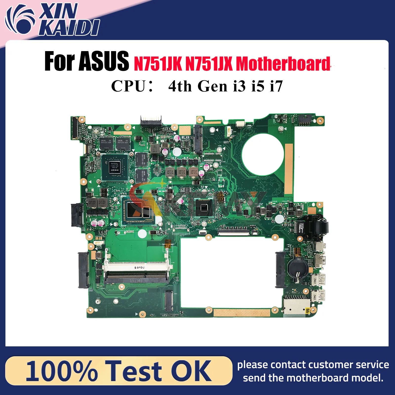 

N751JK Материнская плата для ноутбука ASUS Vivobook N751J N751JX N751JK Материнская плата для ноутбука с процессором i3 i5 i7 100% тест ОК быстрая доставка
