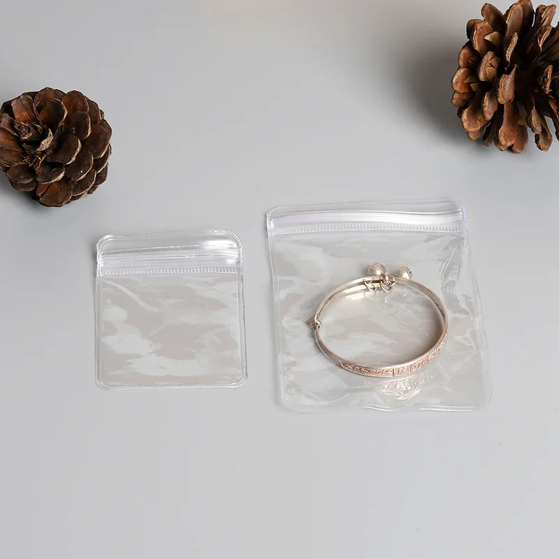 INPLUSTOP 20 pièces sacs d'emballage de bijoux en PVC Transparent 24 fils épaissir affichage emballage sac à fermeture éclair pochette de rangement