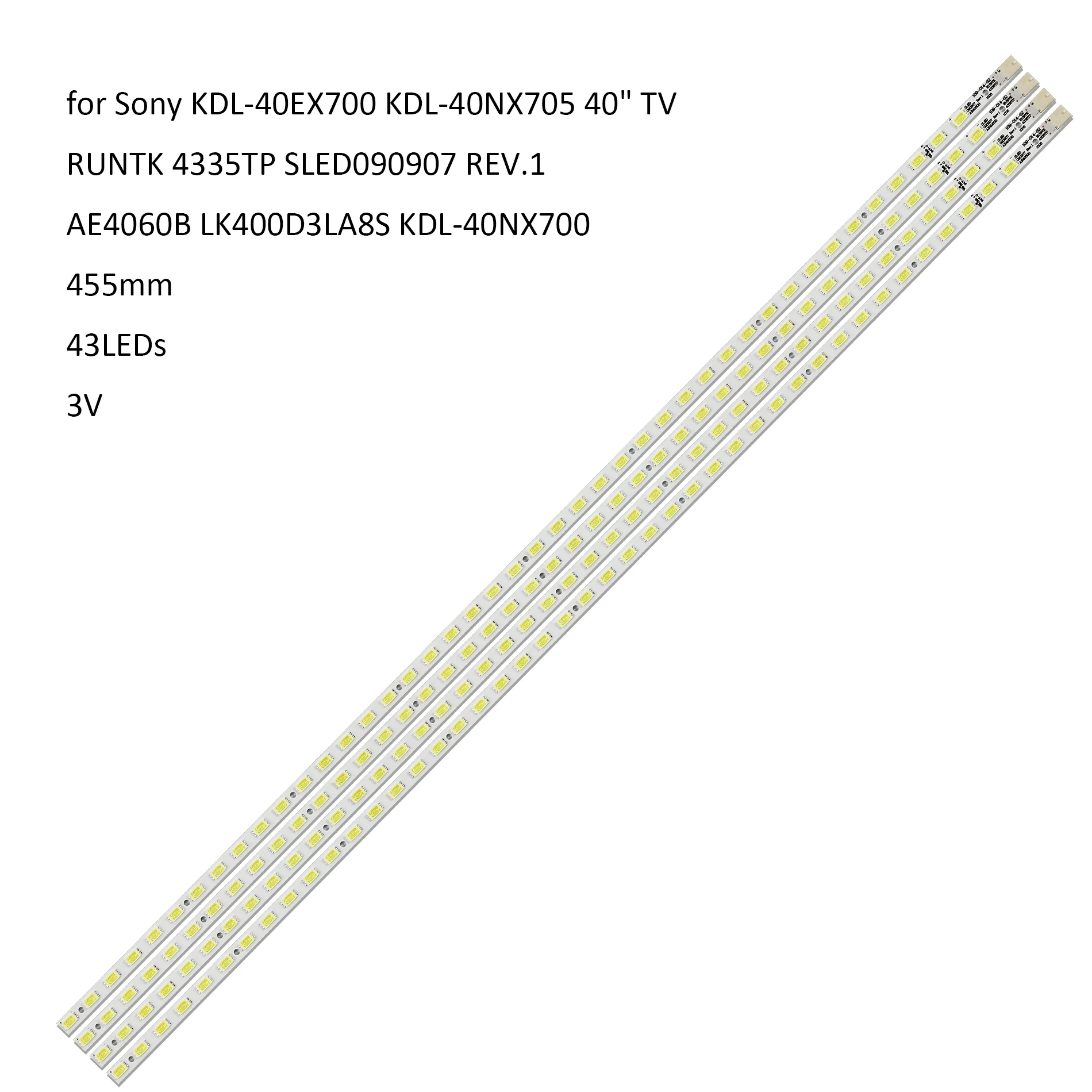 4PCS 43LED TV Backlight Strips for Sony KDL-40EX700 KDL-40NX705 40