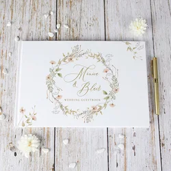 Wedding Guestbook Flowers White Personalized Guest Book Alternative for Wedding Decoration Message Book Album Photo Mariage Gift