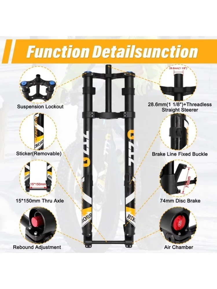 AliExpress NONE ZTZ 20/26 Inch 5.0 Fat Tire Inverted Double Crown Air Fork Snow Beach E‑bike MTB Front Fork