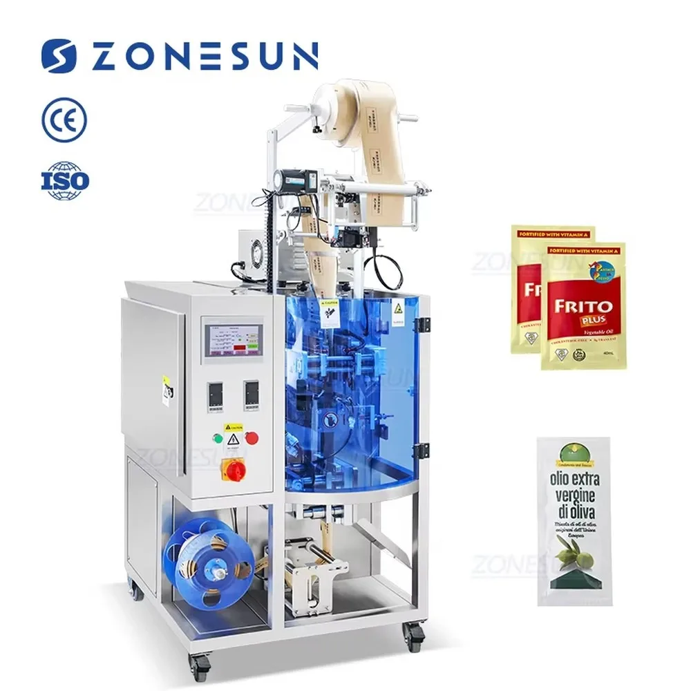 ZONESUN ZS-PL240YX Automatic Magnetic Pump Liquid Sachet Filling Sealing Machine Vertical Form Fill Seal Packaging