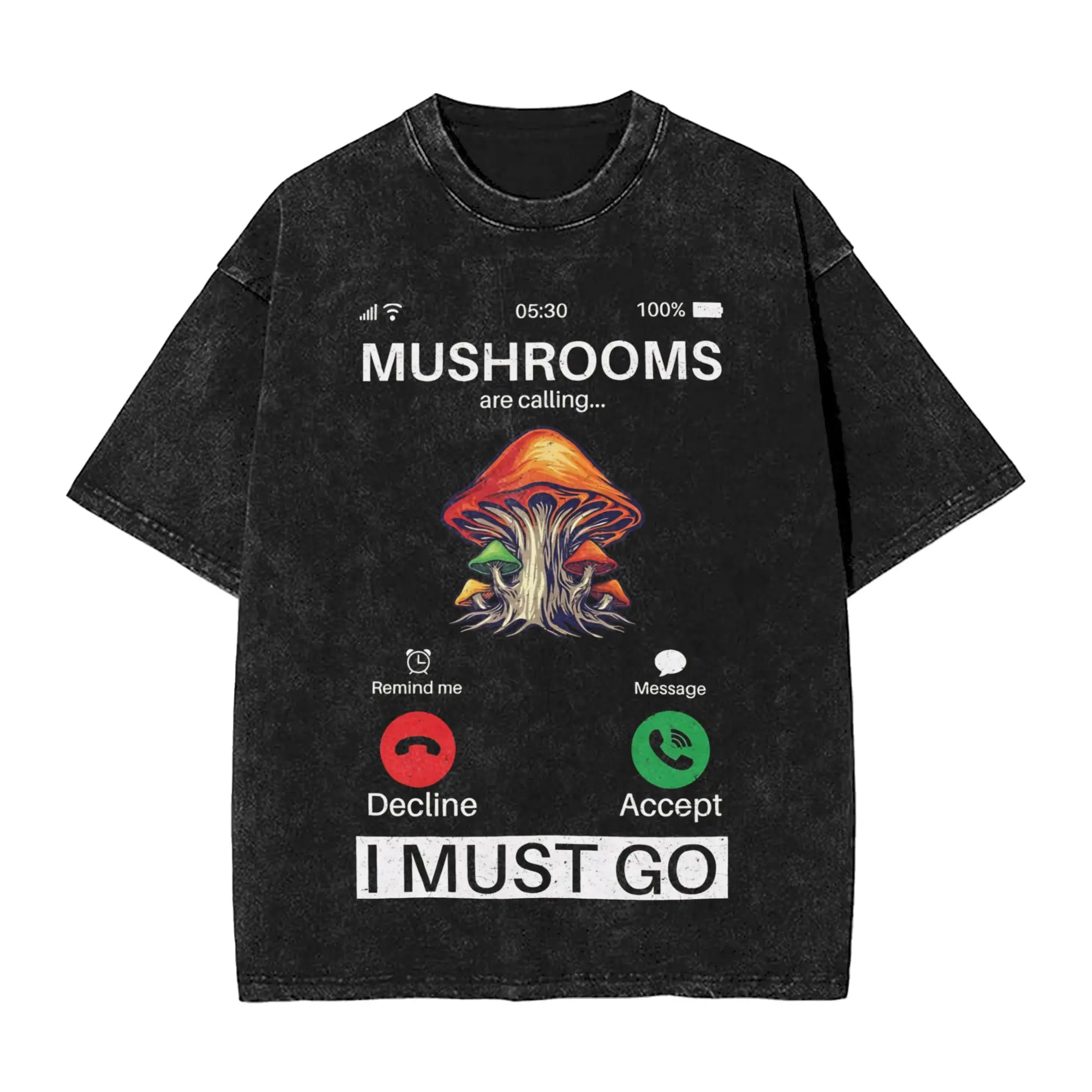 Harajuku Washed Shirt Mushrooms Are Calling Outfit Vintage T-Shirts Harajuku  Streetwear 100% Cotton Graphic Printed Tee Shirt