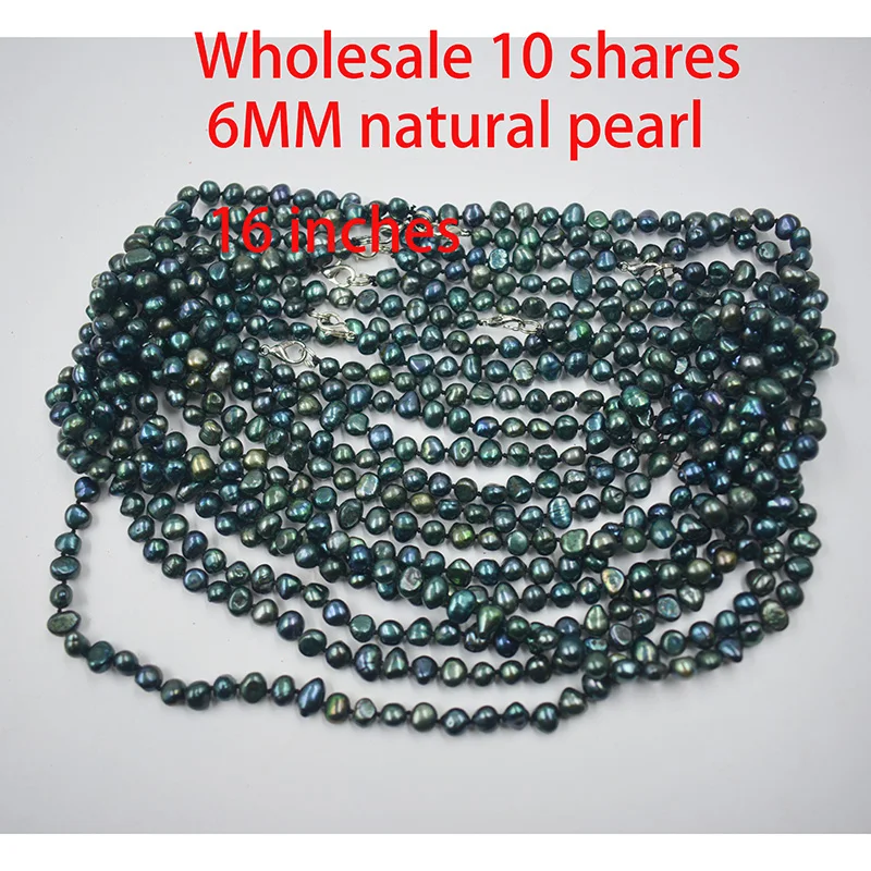 6mm Natural Gray Tahiti Baroque Pearl Necklace  45CM