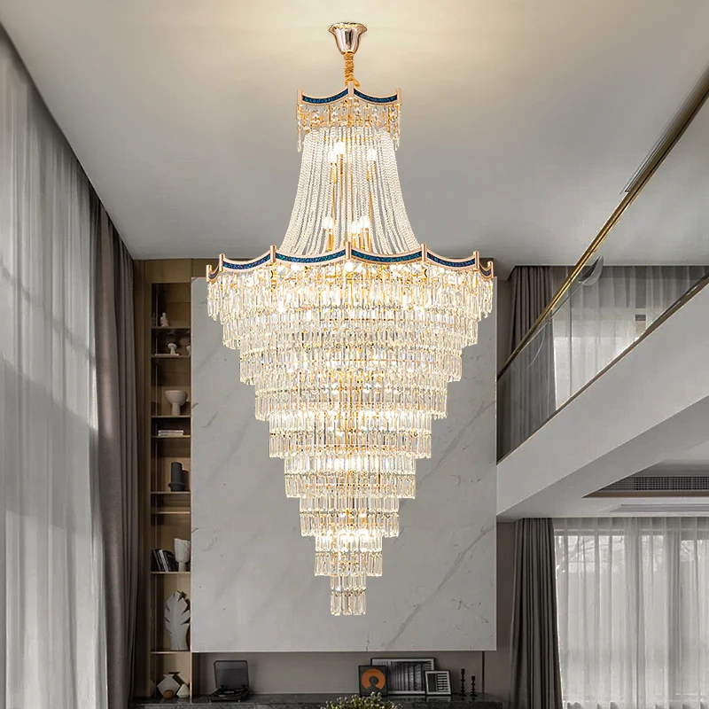 Villa Duplex Living Room Large Chandelier Staircase Chandelier New Luxurious Atmospheric Modern Light Luxury Revolving Staircase