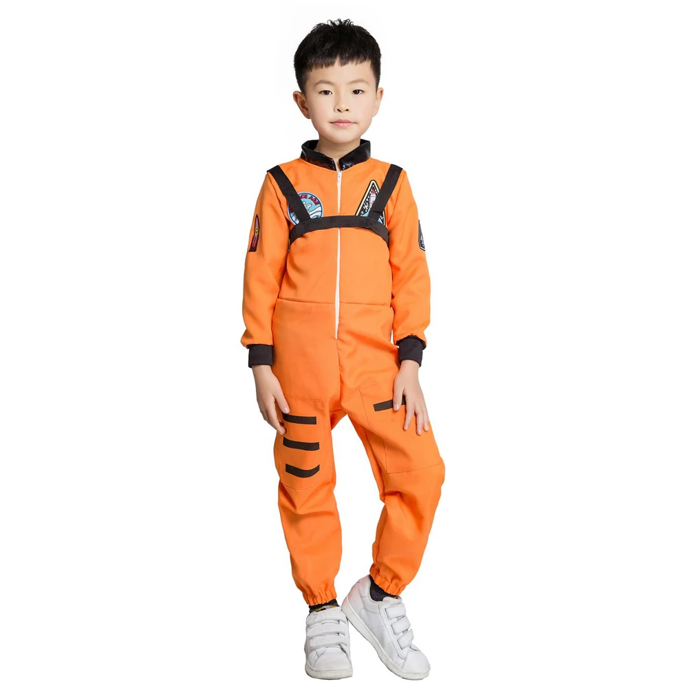 

Halloween Children's Aviation Costume Orange Space Suit Pilot Uniform Firefighter Uniform Performance Costume Stage Wear