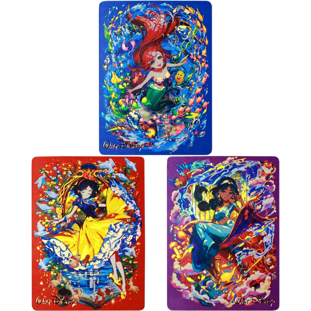

3Pcs/set Anime Girl Alice Ariel Snow White Flash Card Diy Self Made Classic Game Anime Collection Card Gift Toy