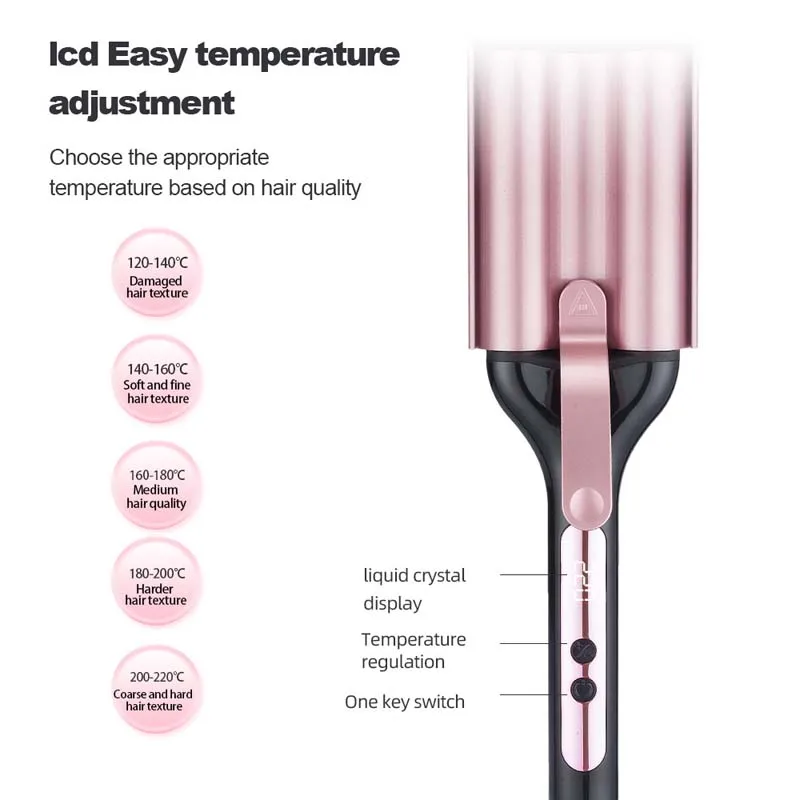 Fast Heating Hair Waver Tools for All Types of Hair, Ceramic Crimpers, Wavers, Curler Wand, Hair Crimper Curling Iron - view 4