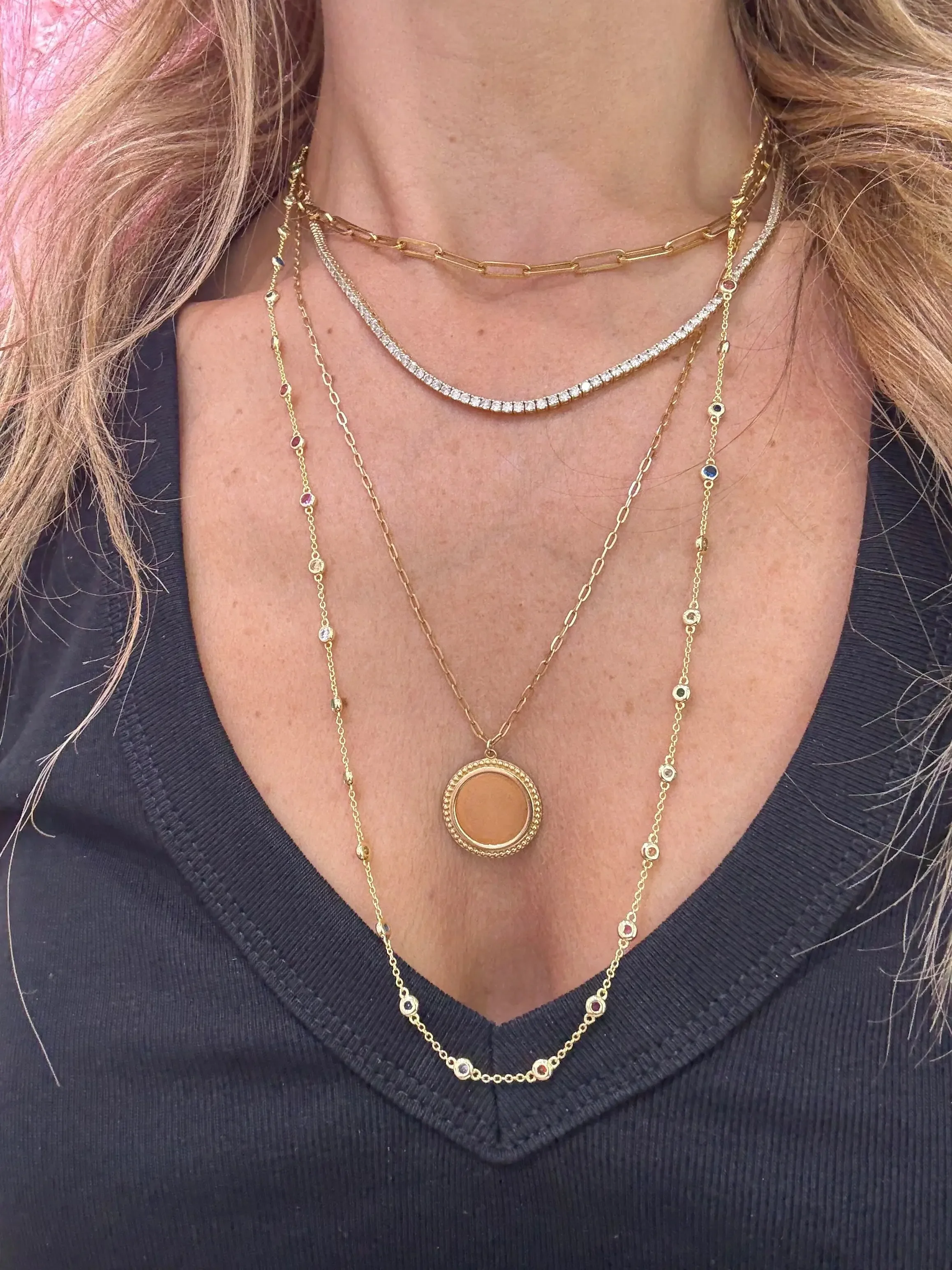 Wear Separately or With Pendant CZ Station Long Chain Necklace 24+2inch Extend Chain Gold Color Jewelry Fashion