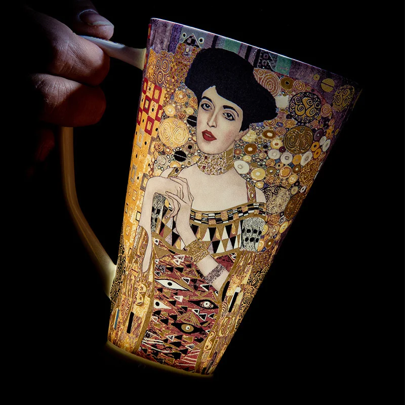 European Bone China Water Cup Creative Oil Painting Large Capacity Personalized Mug Coffee Mug Tea Cups Klimt Mug