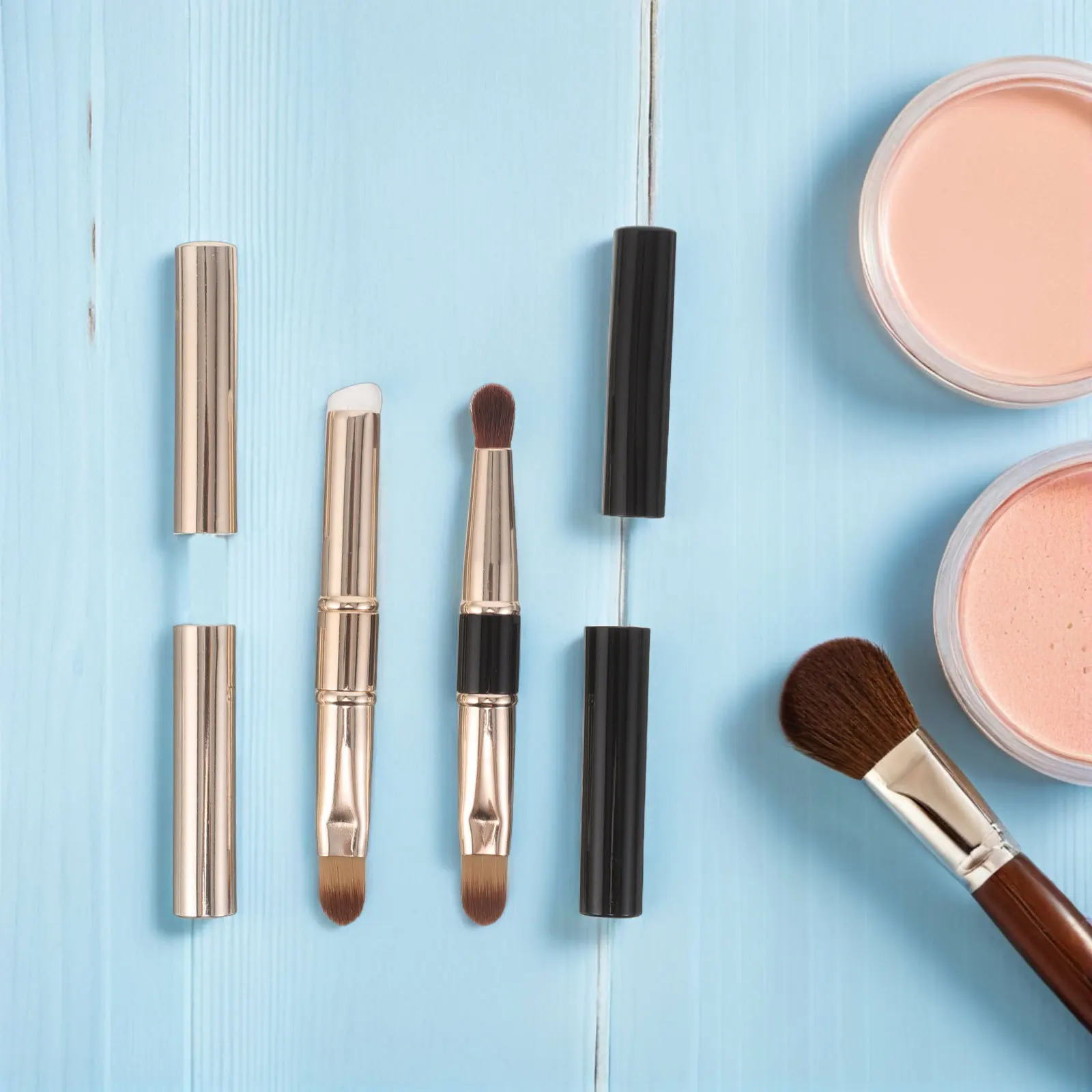 2Pcs Dual Head Lip Brush Silicone Tips Round and Flat Ends for Precise Application Blending Lipstick Gloss Tint Portable with