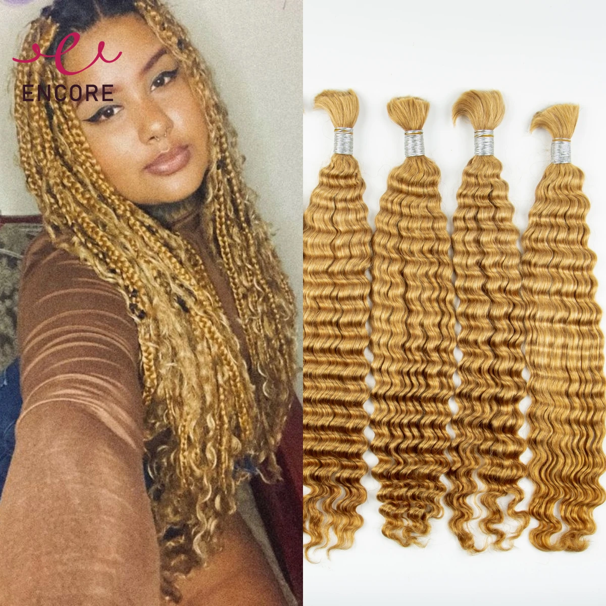 26 28 Inch 100% Human Hair Bulk Curly Bulk Human Hair for Boho Braiding Extensions Ombre Deep Wave Vrigin Braideds 1 2 3 Bundles