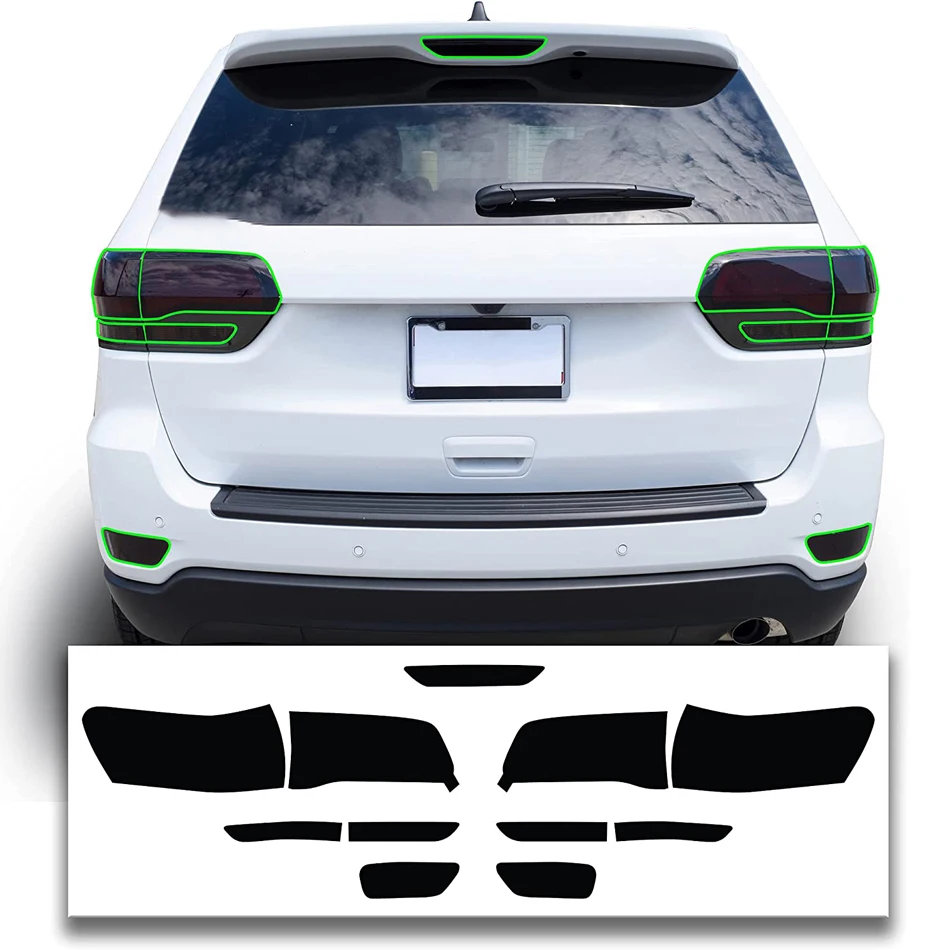 

TML Tinted Taillight Third Brake Rear Bumber Reflector Light Overlay Tint Covers for 2014 - 2021 Jeep Grand Cherokee