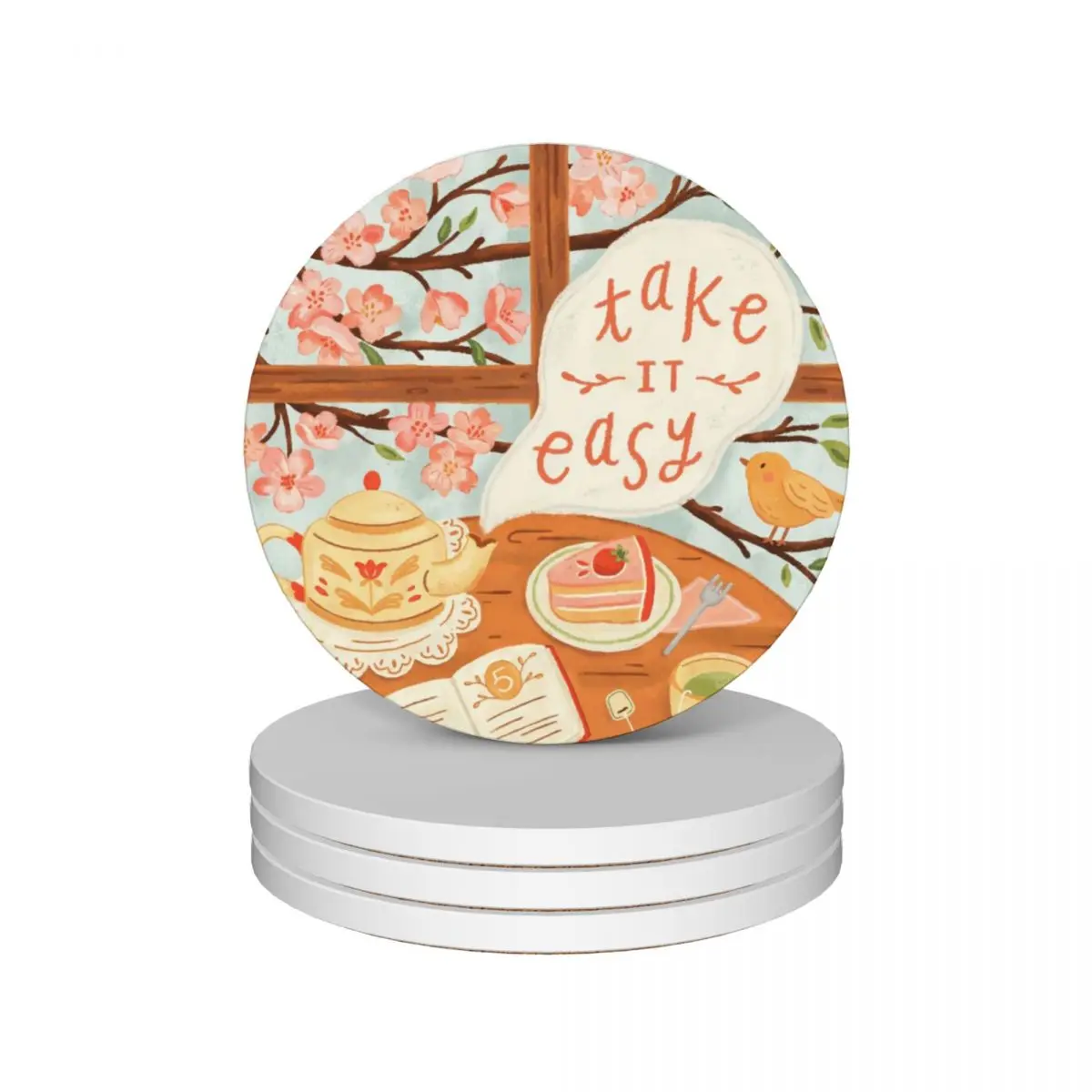 

Take It Easy Ceramic Coasters (Set of 4) eat table cute set Coasters