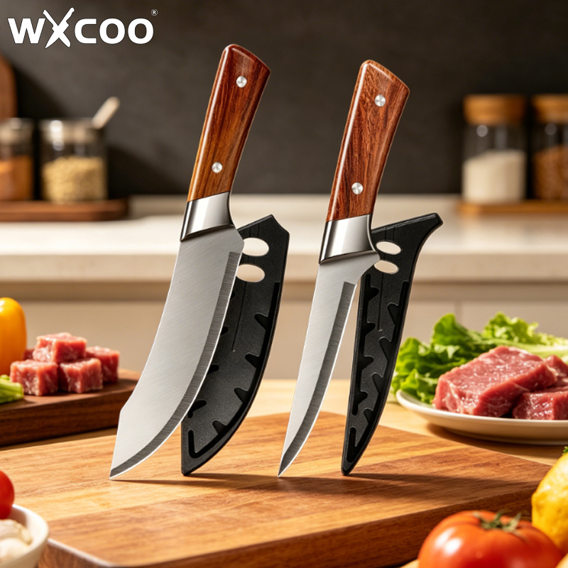  WXCOO Professional Kitchen Knife Stainless Steel Deboning Knife for Home Hand Forged Butcher Knife Sturdy Durable Cutting 