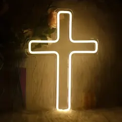 Neony Jezus Cross, znaki neonowe LED do dekoracji ścian kościelnych, znaki zasilane przez USB do sypialni, uroczystości weselne w domu