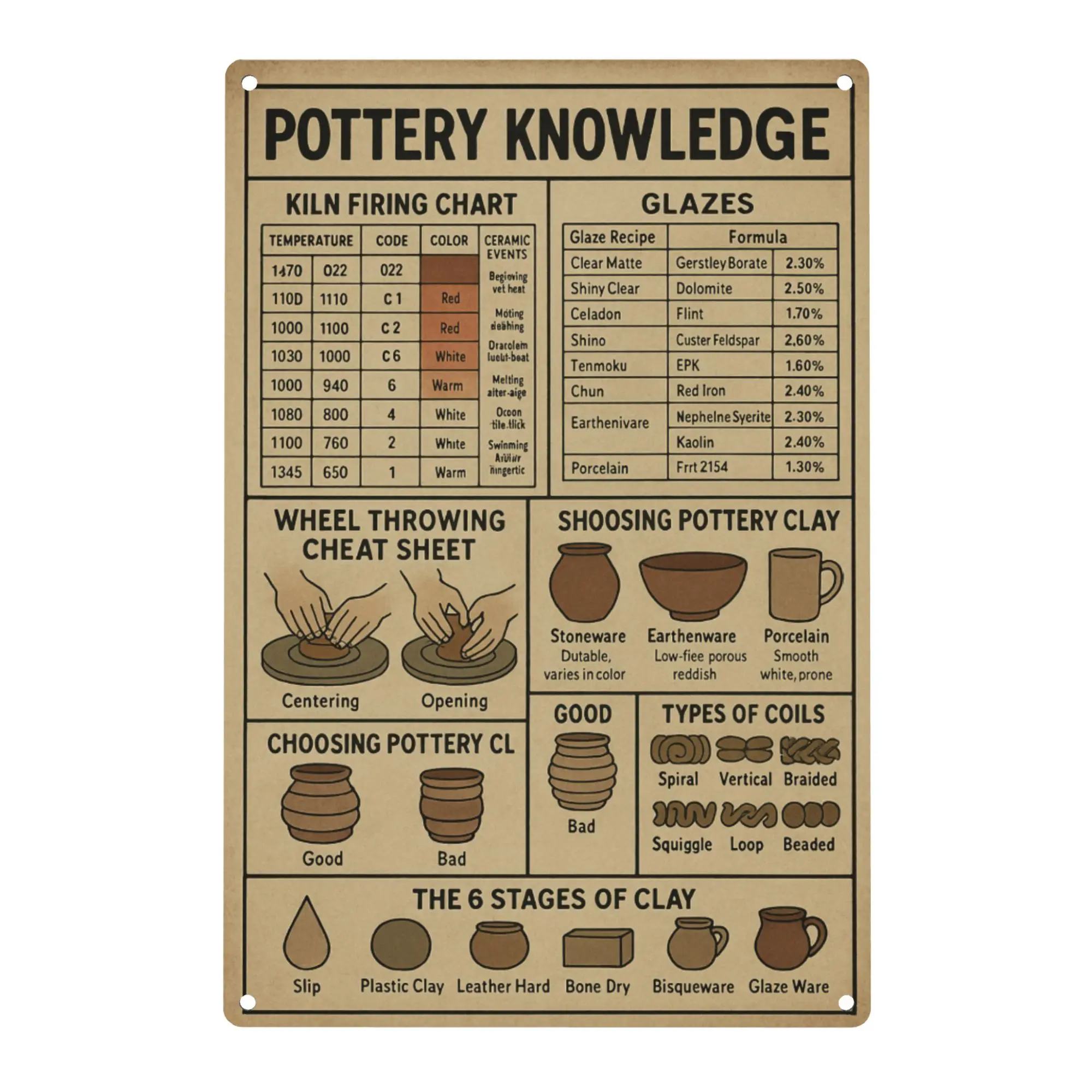 

Metal Sign Pottery Knowledge Wall Plaque Cafe Decoration Poster Retro Tin es-aluminum
