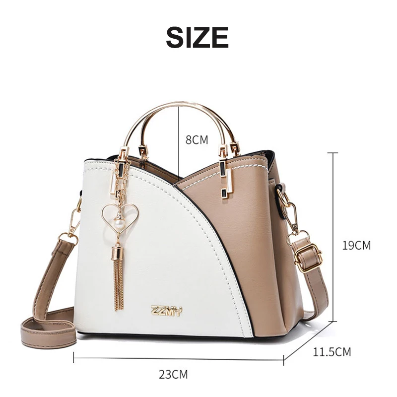 2024 New Women\'s Bag PU Leather Fashion Color Blocking Irregular Women Shoulder Bags Large Capacity Crossbody Bag Female Handbag