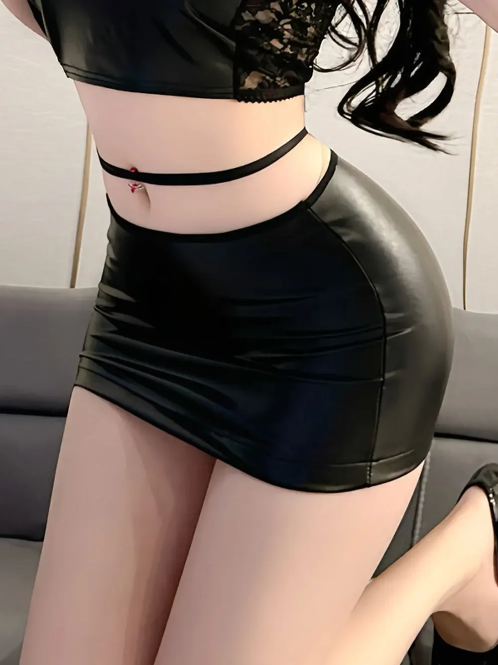 Fashion Bandage Belt Low Waisted Mini Skirts Sexy PU Package Hip Pencil Skrits Night Club Dance Wear Woman Clothing New In Now