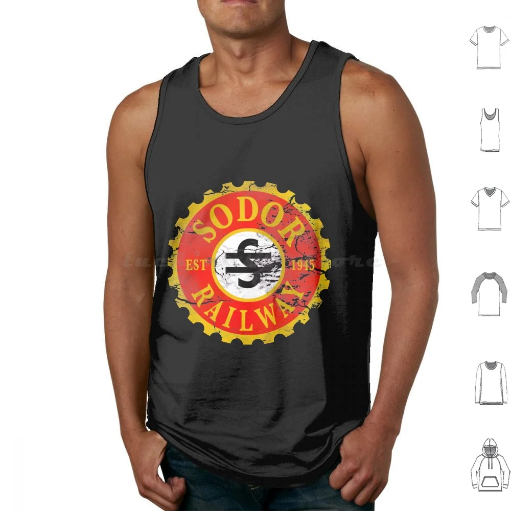 Sodor Railway Logo-Distressed Tank Tops Vest Sleeveless Thomas The Tank Engine Kids Childrens Tank Funny Cartoon Blue Blues