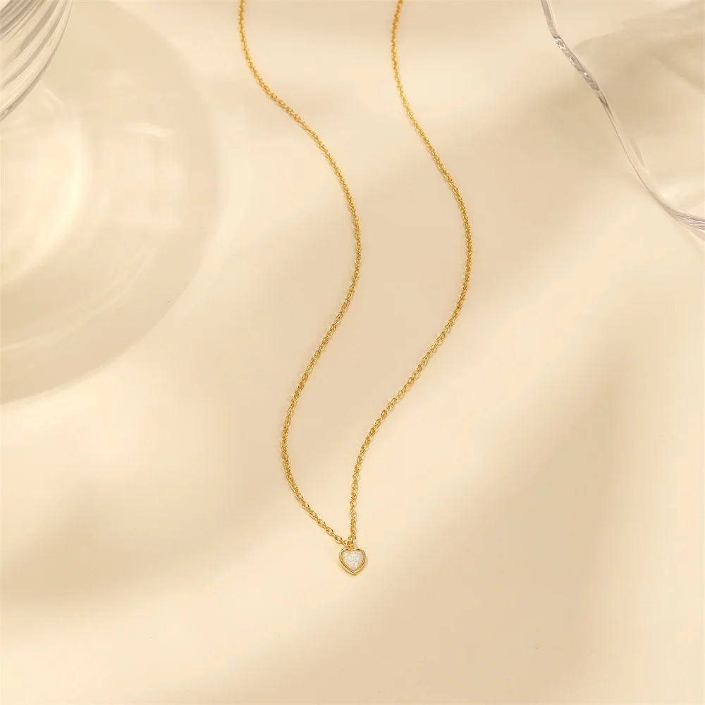 AIDE 925 Sterling Silver Woman Love Heart Zircon Pendant Necklaces Virgin Girls Jewelry 18k K Gold Color Chain Link Necklaces