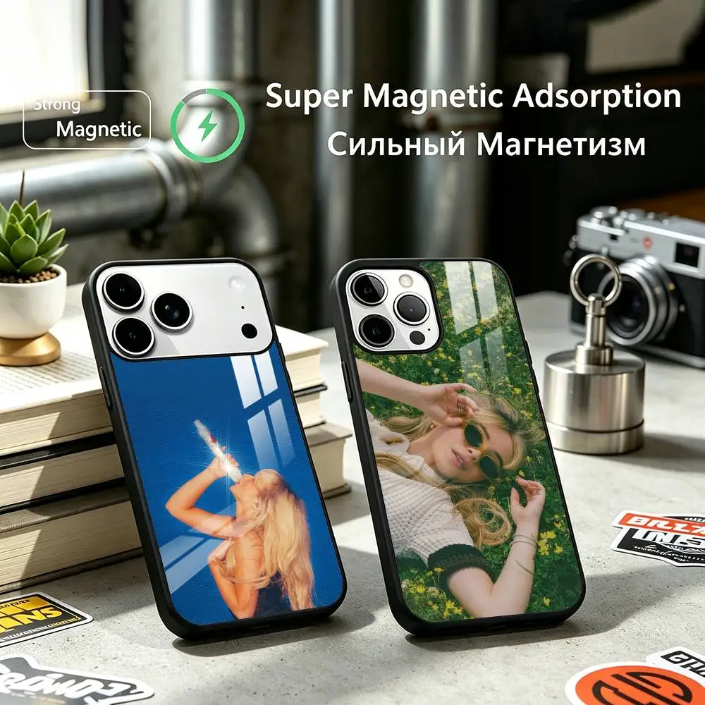 Sabrina C-Carpenter Trending Singer Phone Case For iPhone17,16,15,14,13,12 Plus,Pro Compatible with magnetic wireless charging