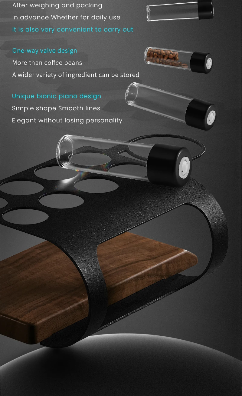 MHW-3BOMBER Coffee Bean Cellars Tubes Single Dose Coffee Bean Storage with 8 Tubes with Exhaust Valve Shelf & Funnel Cafe Tools