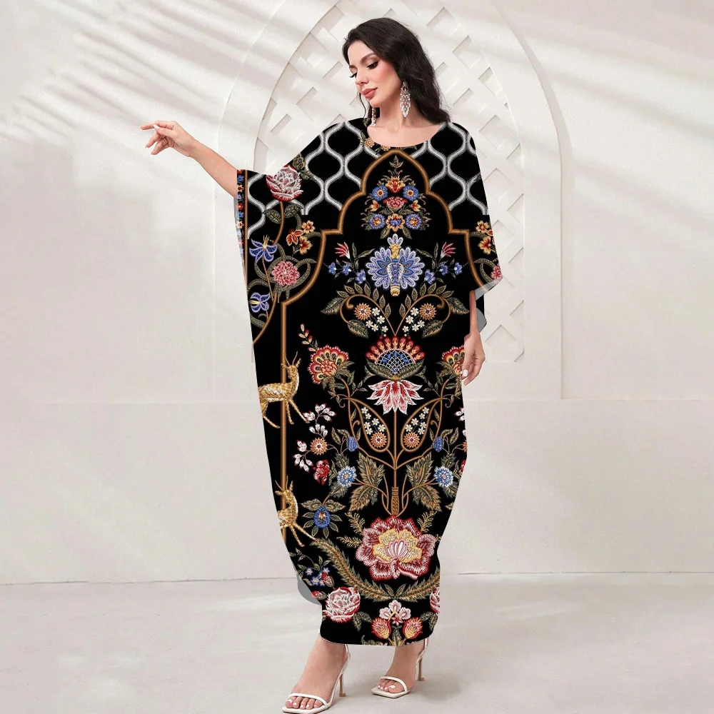 2024 Demure Abaya Women Printing Dresses Dubai Turkey Kaftan Muslim Women Abayas Dresses Exquisite Femme Islam Clothing Abaya