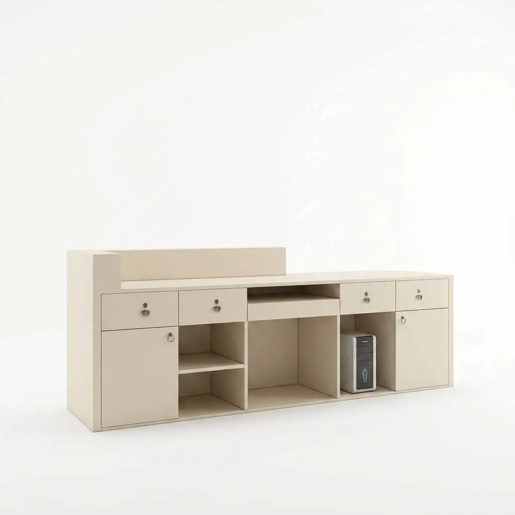 Modern Reception Desk With Storage Drawers High-Gloss Baked Finish Office Hotel Beauty Salon Front Desk CE Certified OEM