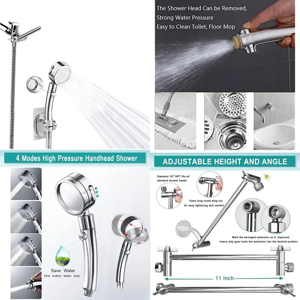 

Квадратная душевая система 10 Square Rain Shower с ручной лейкой на 3 режима, душевым шлангом 78 дюймов, 3-позиционным переключателем, регулируемым кронштейном, хромированная.