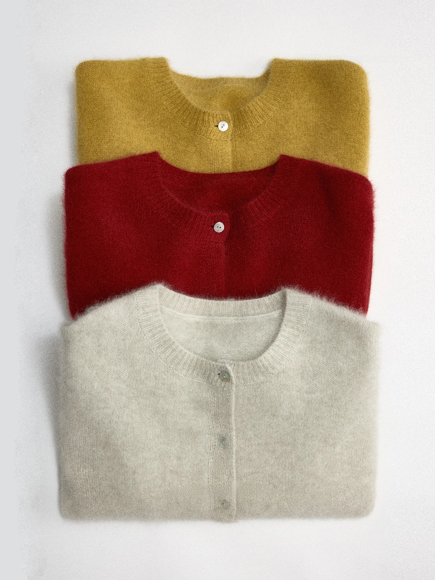 

Nice People 2026SS Premium Red Label Series Heavyweight Wool Blend round Ne Knitted Sweater Cardigan Casual Loose Fit Long ...