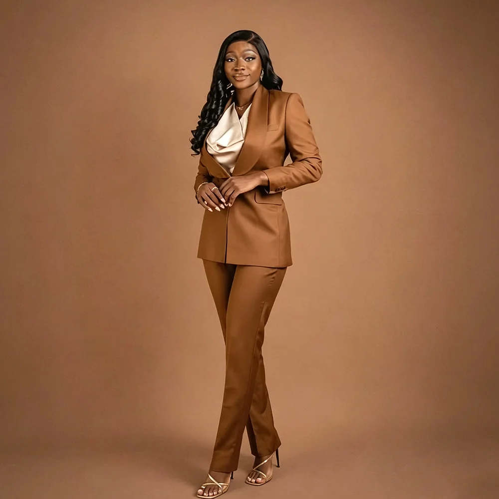 2 Pieces Women's Suit Business Fashion Shawl Lapel Slim Female Clothes Smart Casual Office Lady Chic Outfits Jacket+Pants