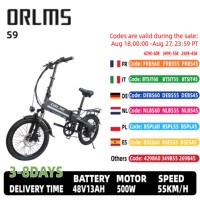 ORLMS S9 Adult Electric Bike 500W Motor 48V13Ah Battery City Commuter Electric Bike 20 Inch Tire City Electric Bike