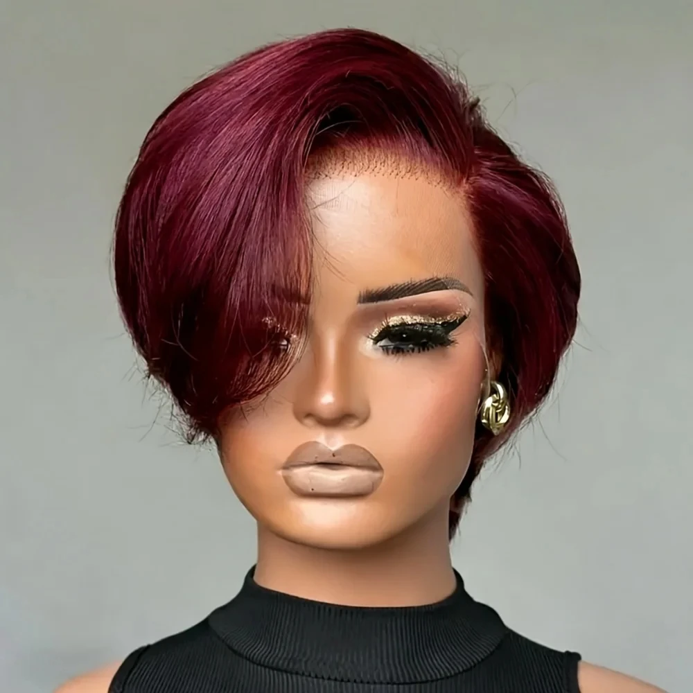 

Layered Short Straight Pixie Cut Wig For Women 100% Human Hair 13x4x1 Lace Front Glueless Natural Realistic Soft Breathable Cap