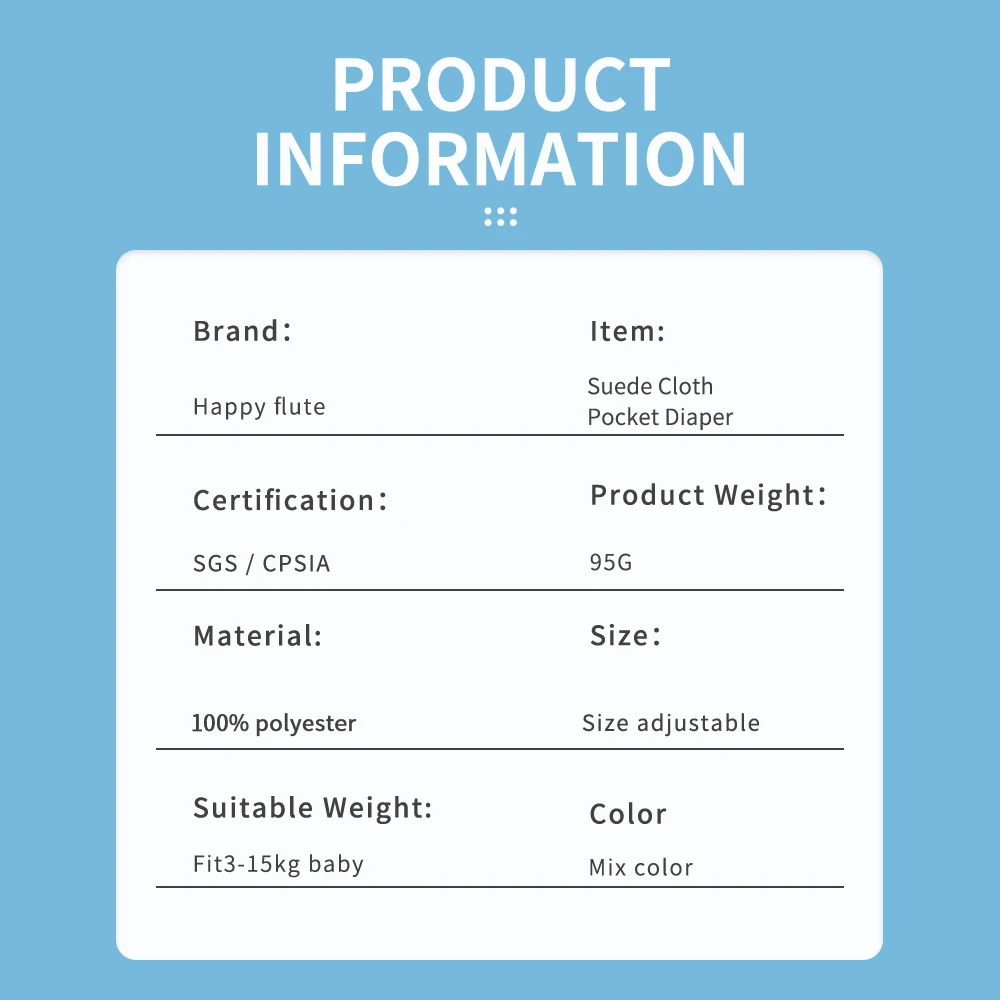 HappyFlute ผ้าอ้อมผ้าพิมพ์ลายใหม่ผ้าหนังนิ่มผ้าอ้อมเด็กด้านในกันน้ําและผ้าอ้อมแบบใช้ซ้ําได้ Dual Gussets