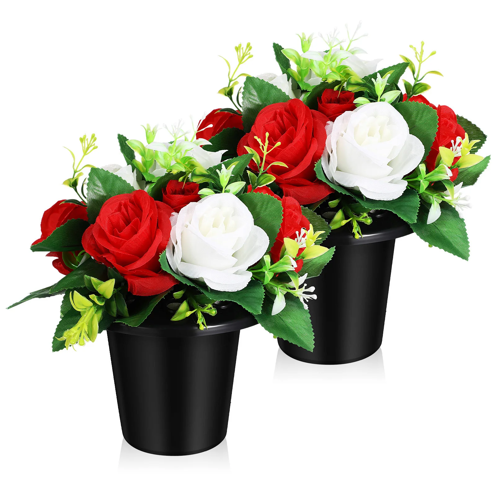 

2Pcs Compact Potted Memorial Flowers Fabric Materials Long Lasting Tribute Gravesite Decoration Gravesite Decorations Cemetery