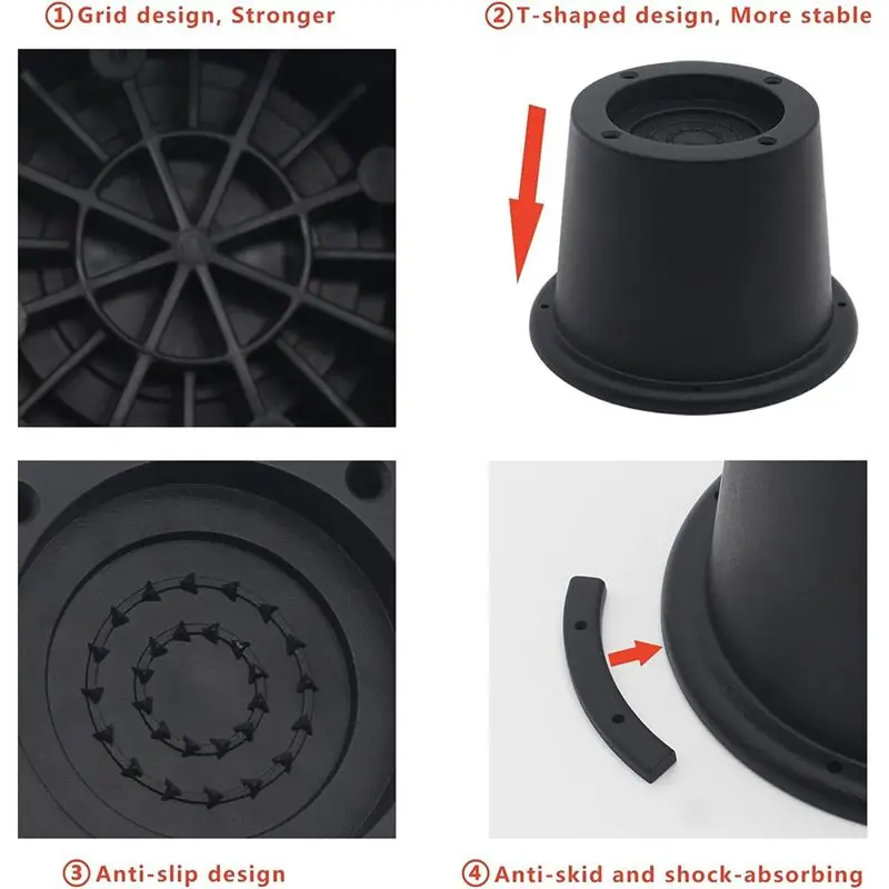 A20F-6Pack 2.3 Inch Furniture Risers For Sofa,Couch,Desk, Extenders Supports Up To 1,300 Lbs